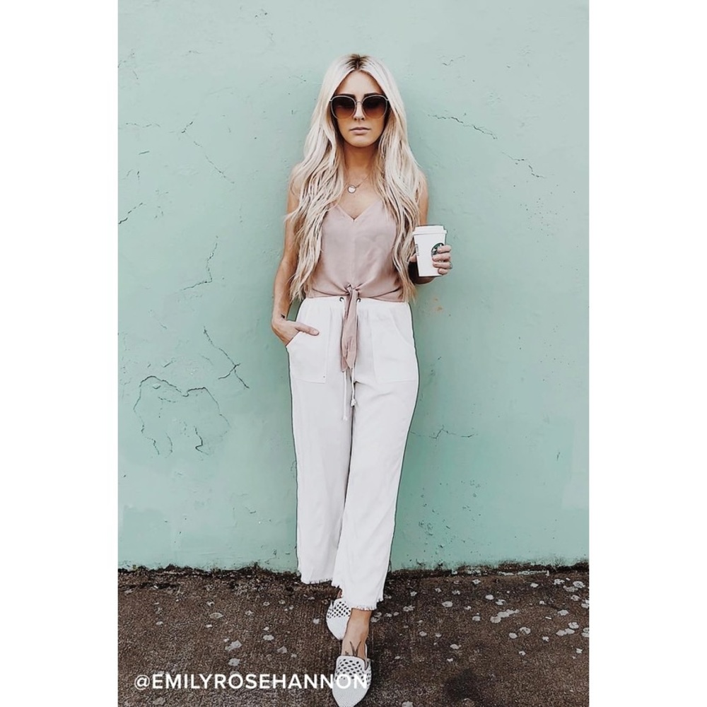 White Wide-Leg Cropped Pants